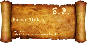 Borna Mietta névjegykártya